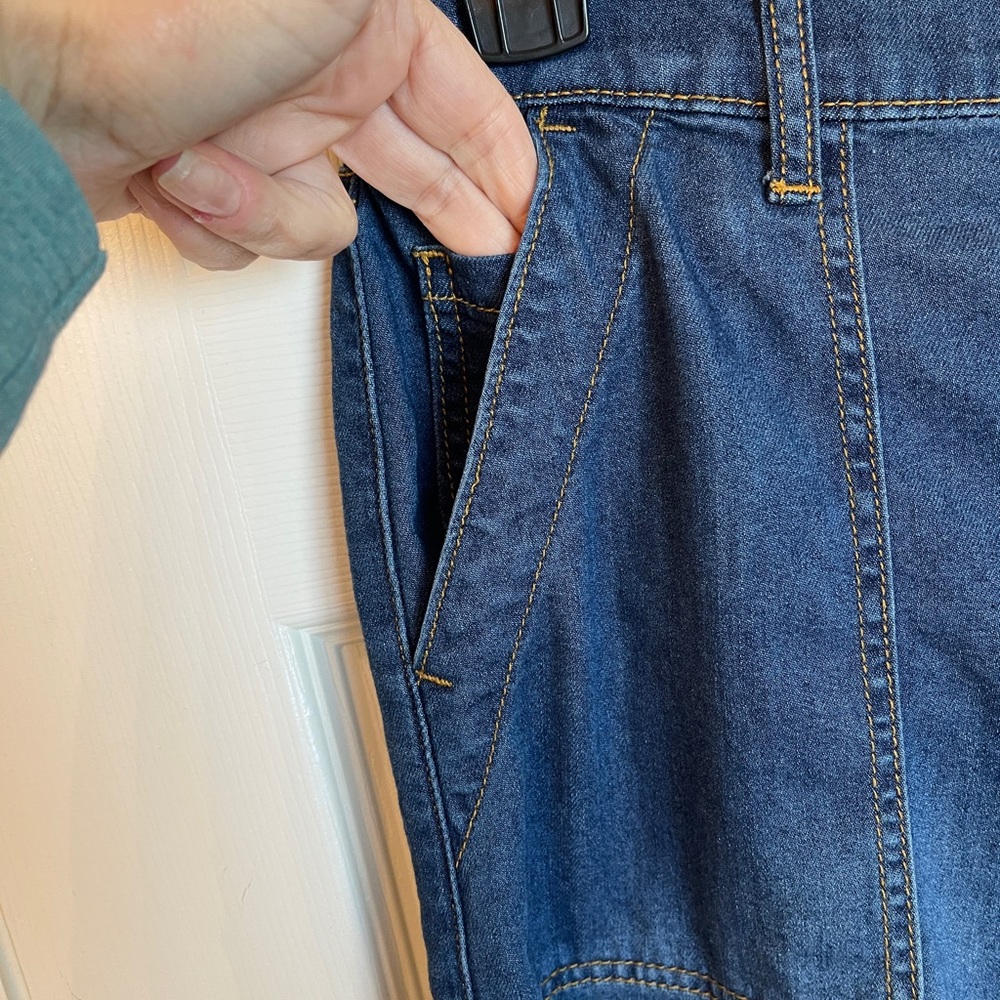 Project Indigo Wide Leg Utility Patch‎ Pocket Denim Jeans XL Dark Wash - Picture 4 of 15